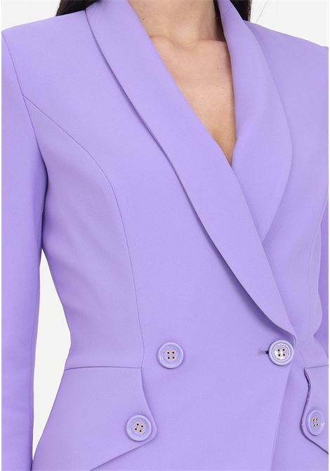 Lilac women's wrap dress with buttons ELISABETTA FRANCHI | AB56241E2AS6